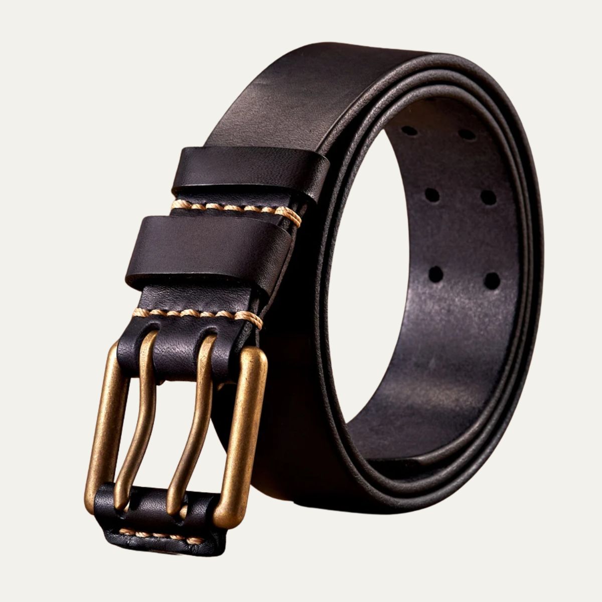 Lancaster Belt – Vintage Leather Design with Double Ring