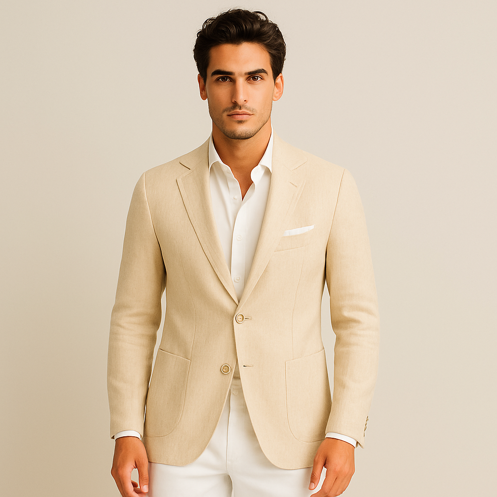 Elegant Miami Linne sommarblazer för män – Perfekt för bröllop och formella tillställningar