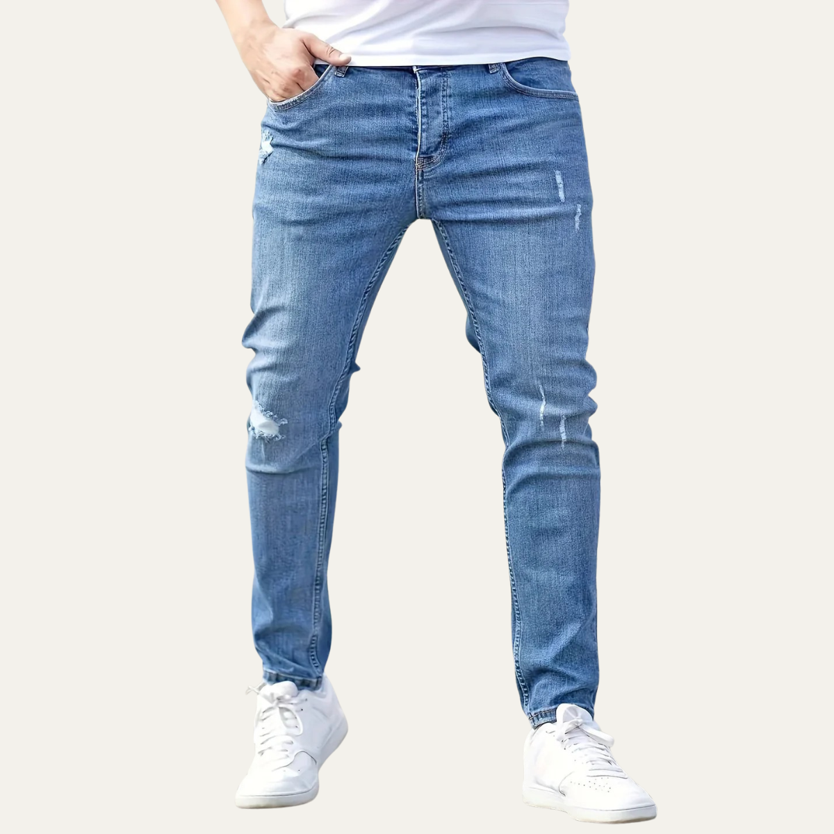 Rome Herrar Slim Fit Denim Jeans - Modisch stretch-byxa för en stilfull look