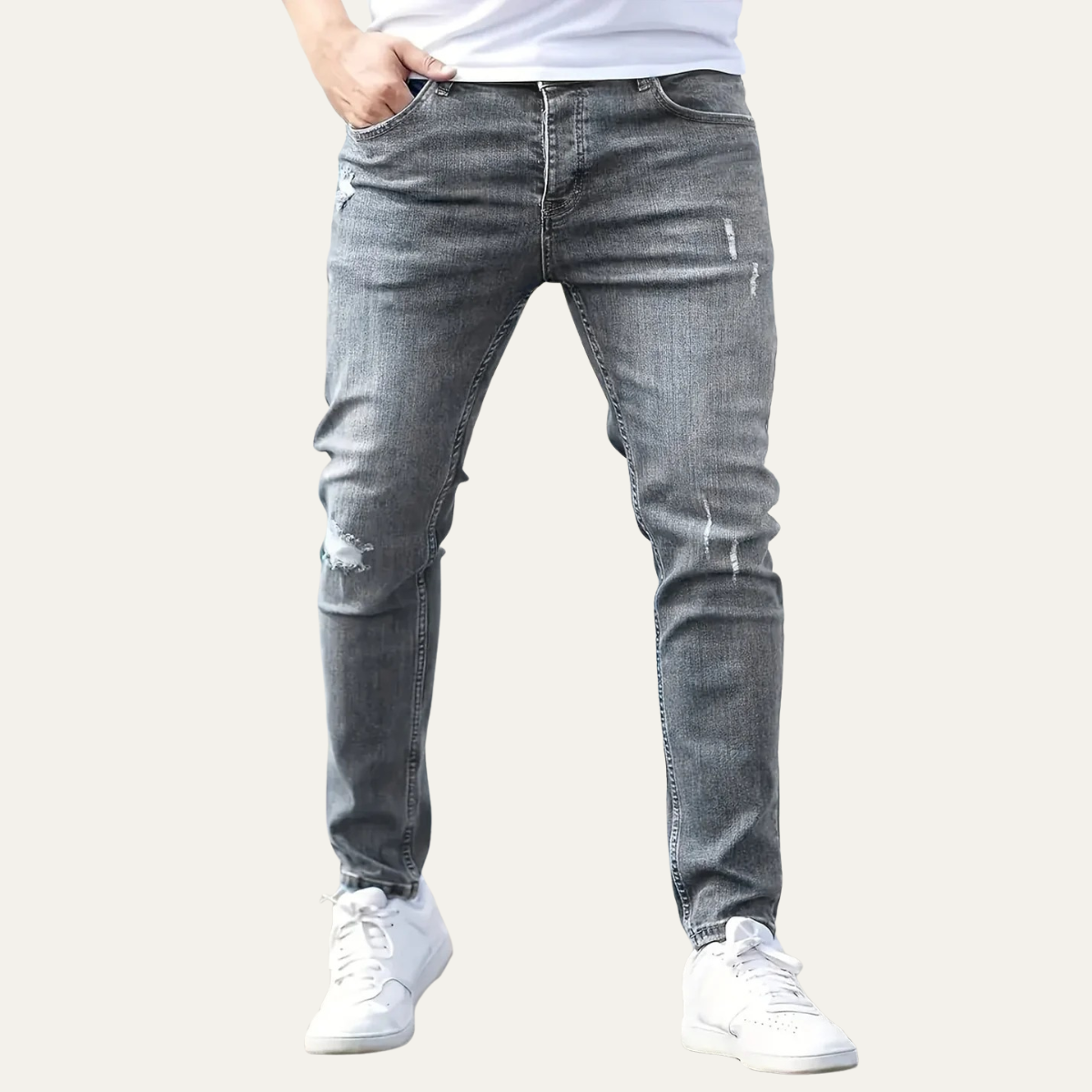 Rome Herrar Slim Fit Denim Jeans - Modisch stretch-byxa för en stilfull look