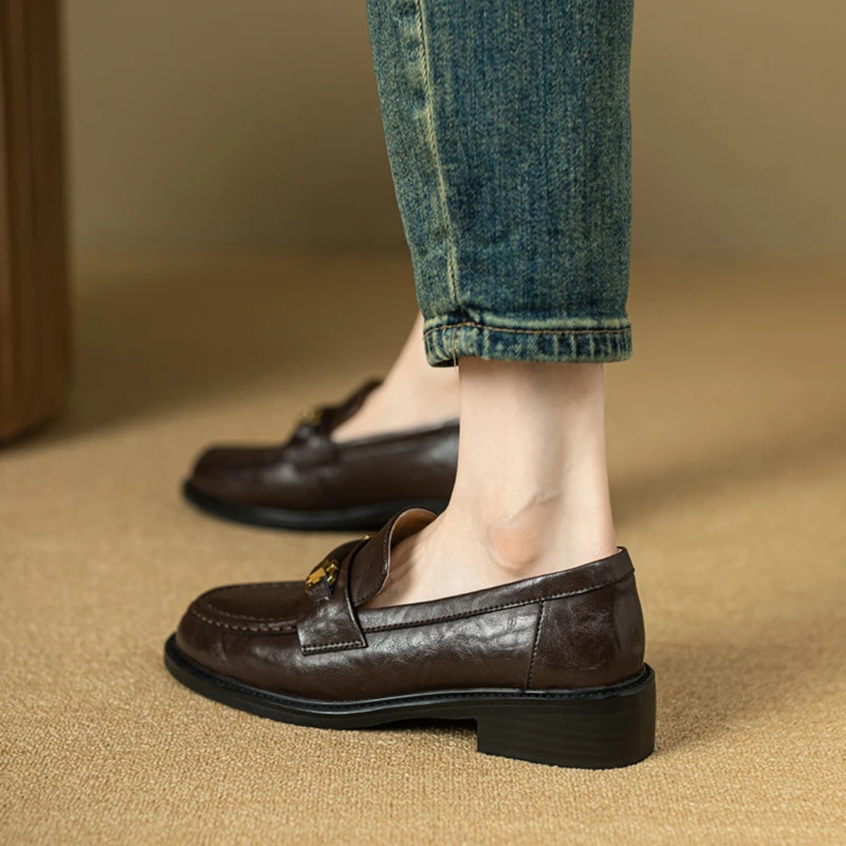 The Montepulciano - Herrklassiska Slip On Läder Loafers med Metallspänne