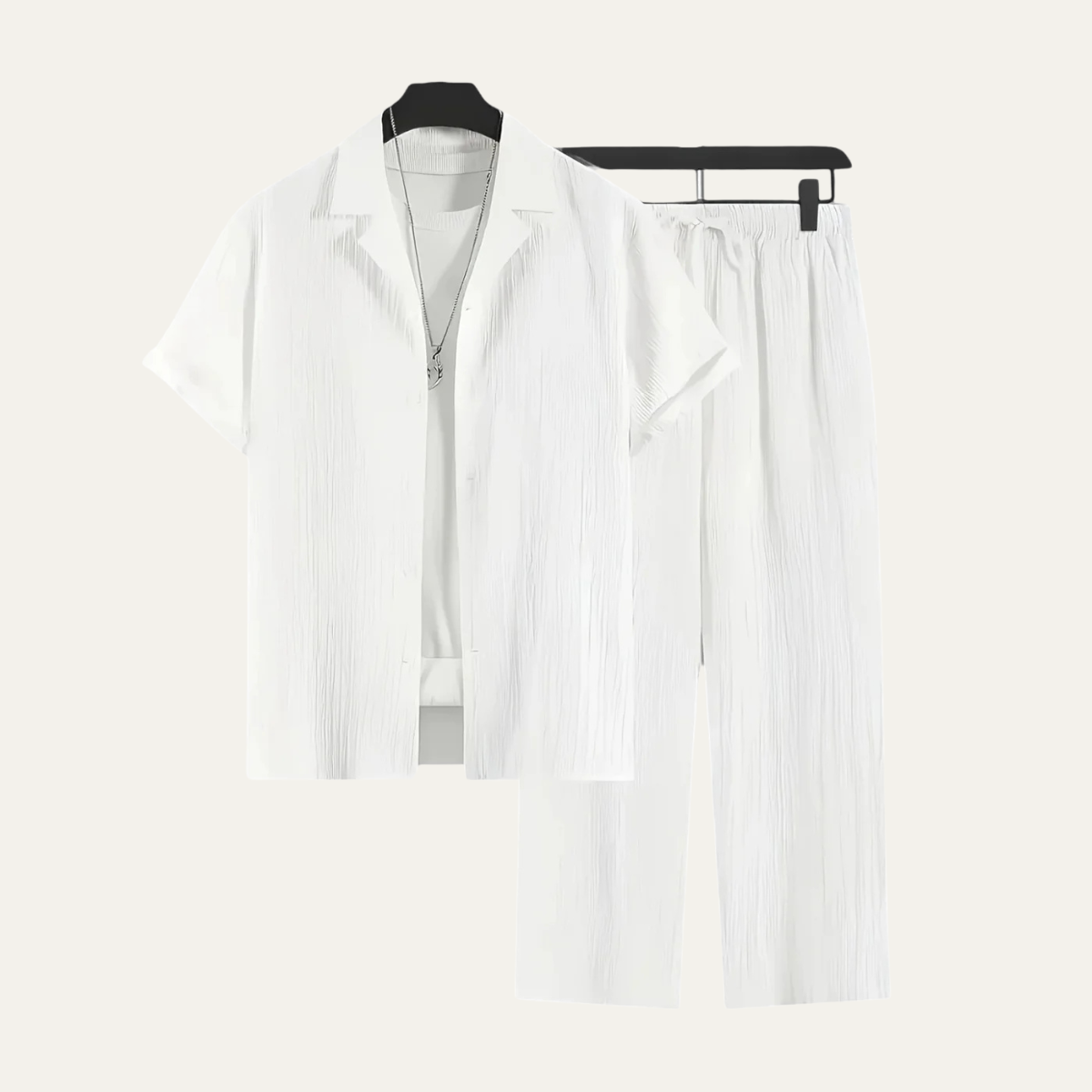 The Dervio - Herr Tvådelat Set – Lätt Knapp-up Skjorta & Avslappnade Byxor