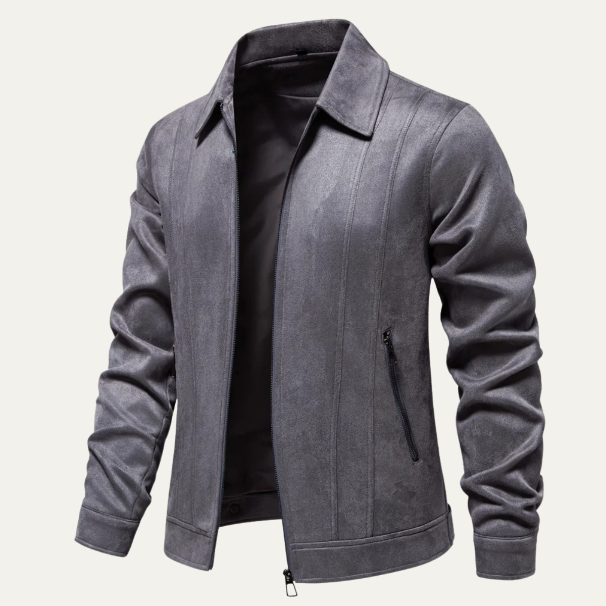 The Varese - Herr Trucker Suede Läder Zip-Up Jacka