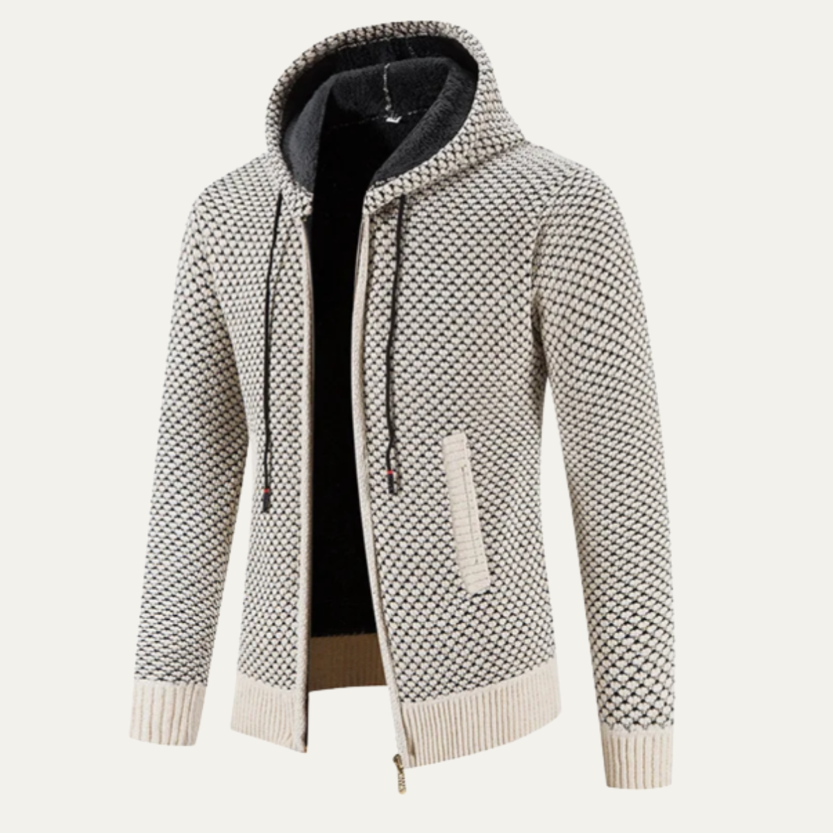 The Harrington - Herr Stickade Fleecefodrade Zip-Up Vinter Hoodie Jacka