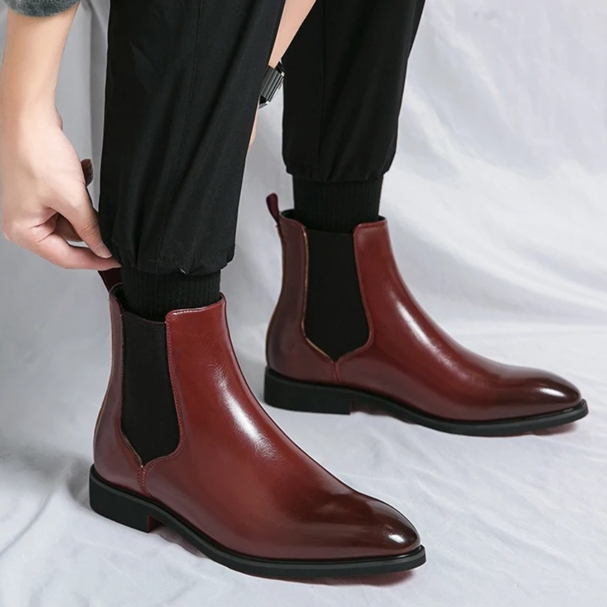 The Cobblestone - Herr Klassiska Ankel Slip On Läderstövlar