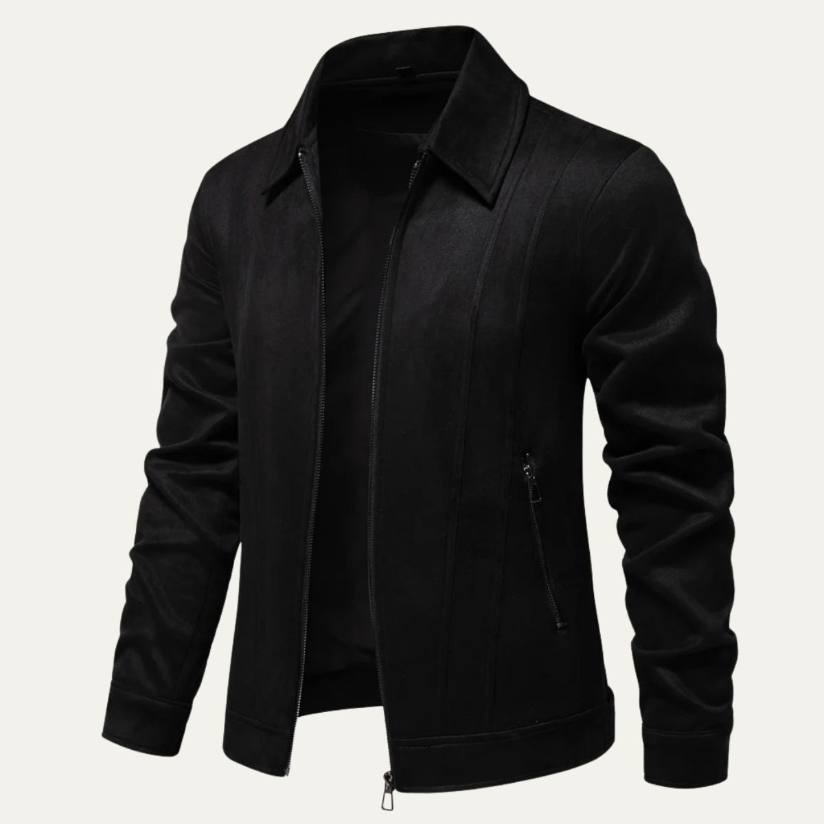 The Varese - Herr Trucker Suede Läder Zip-Up Jacka