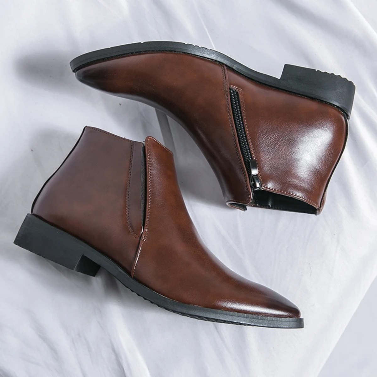 The Panarea - Herrklassiska Läder Chelsea Slip On Stövlar