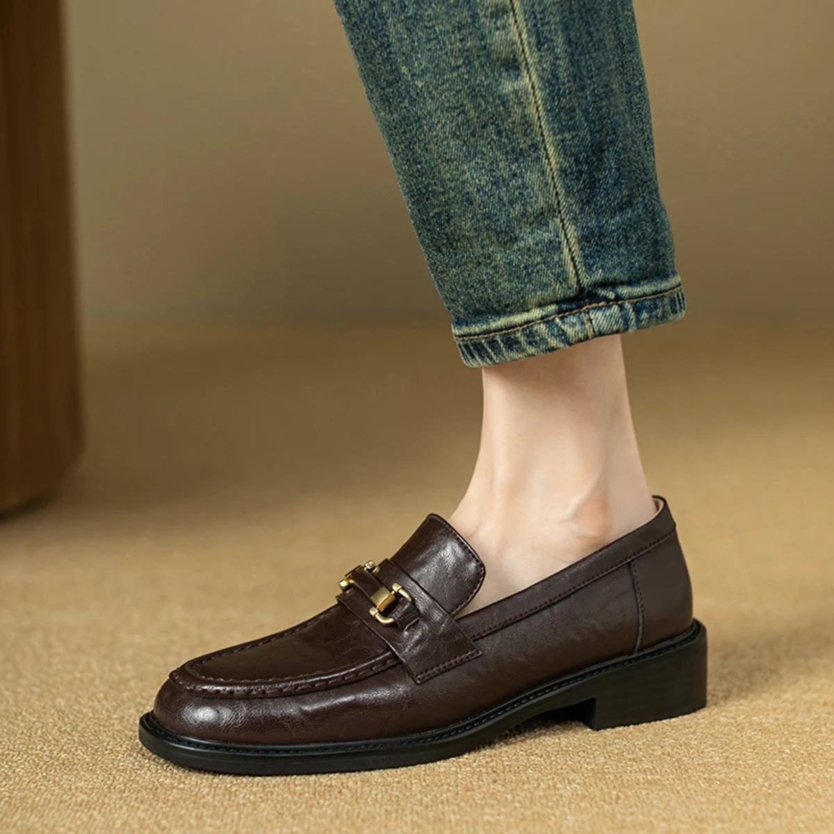 The Montepulciano - Herrklassiska Slip On Läder Loafers med Metallspänne
