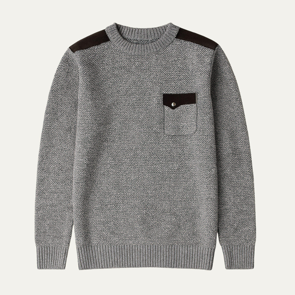 Huvtröja Highland Herrar Luxe Grå Trikå för Höst & Vinter med Elegant Skinnaxelhöjd
