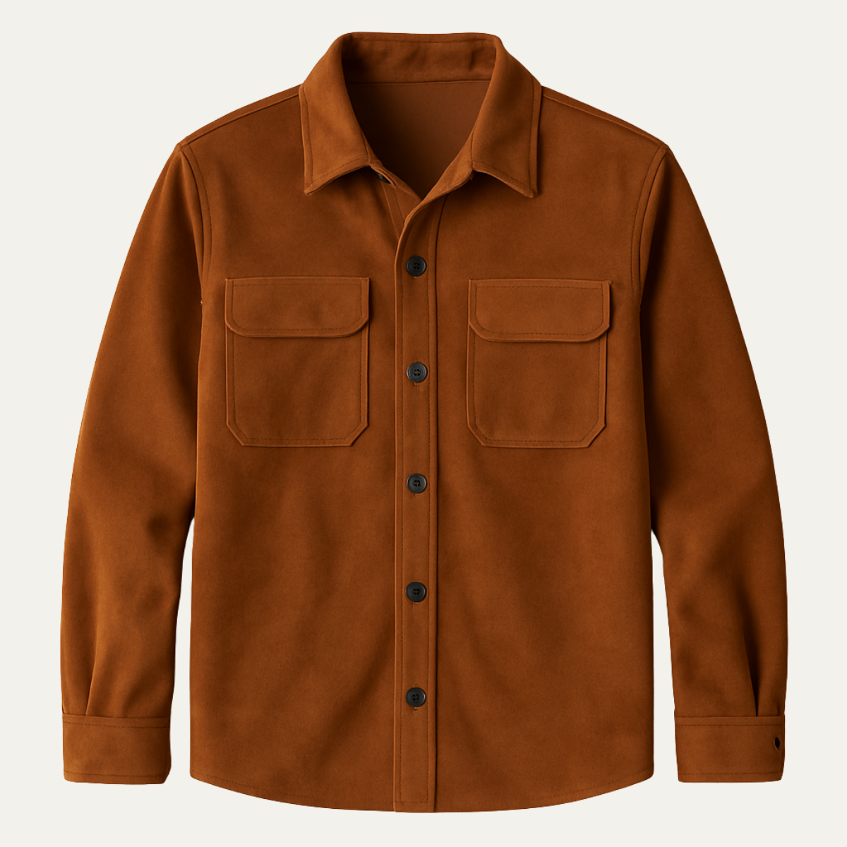 Hyatt Herren Kamelfärgad mocka Overshirt - Slim fit lyxig jacka med fickor
