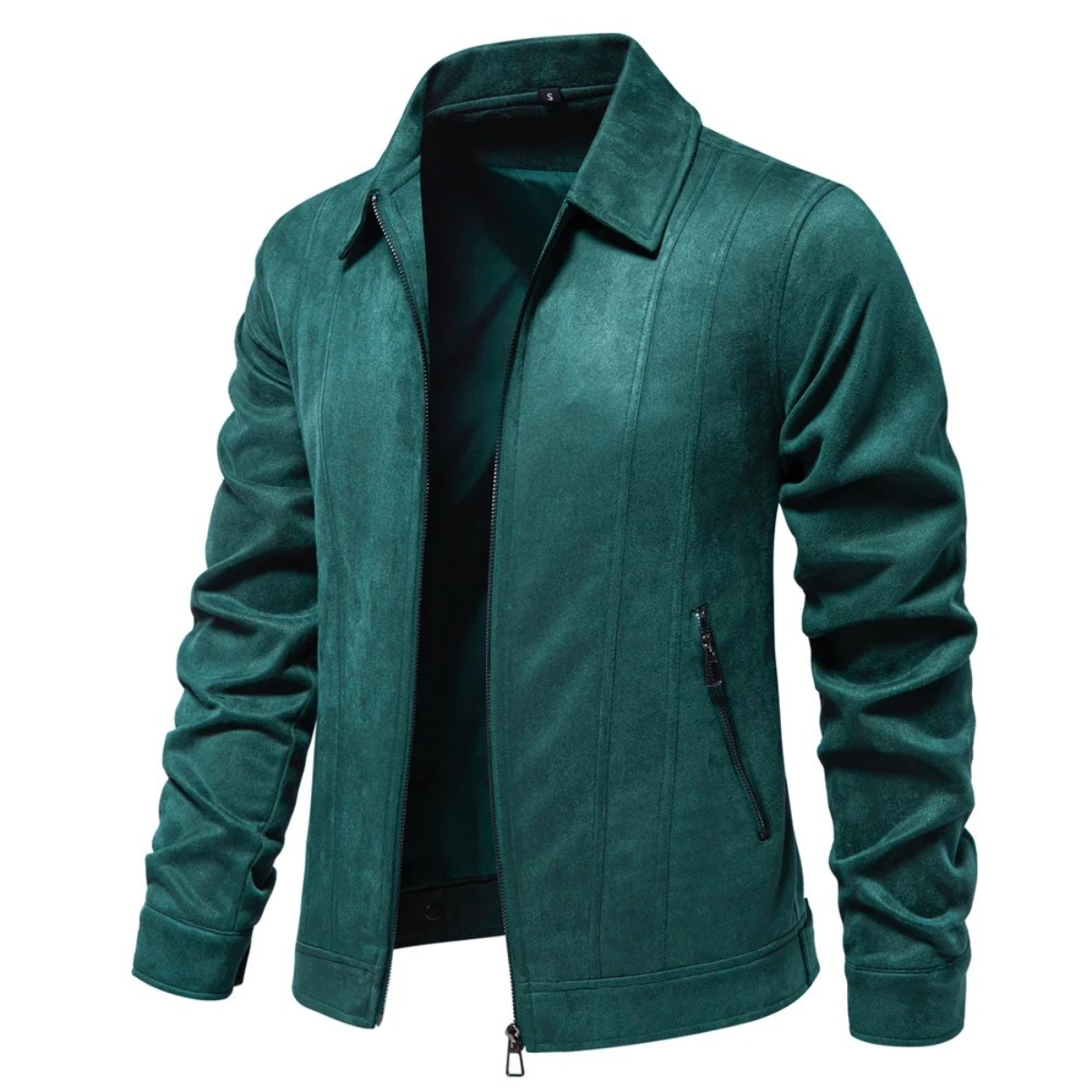 The Varese - Herr Trucker Suede Läder Zip-Up Jacka