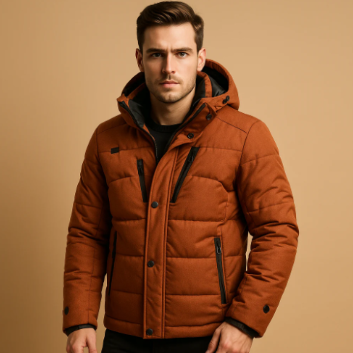 The Huntington - Herr Varm Puffer Parka Jacka med Avtagbar Huva