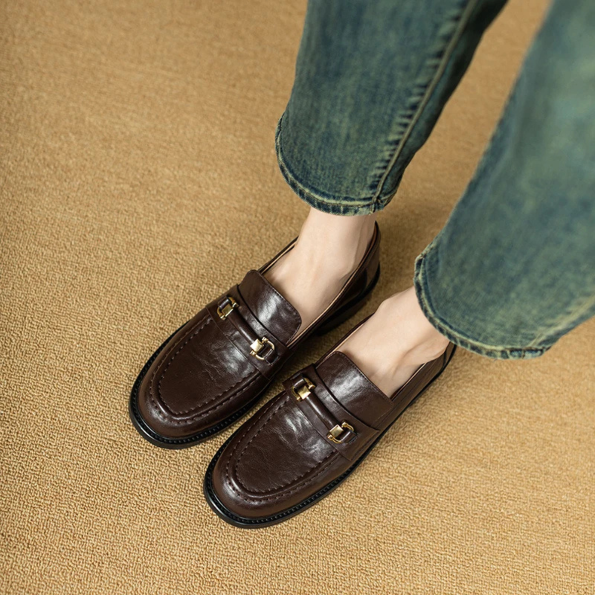The Montepulciano - Herrklassiska Slip On Läder Loafers med Metallspänne