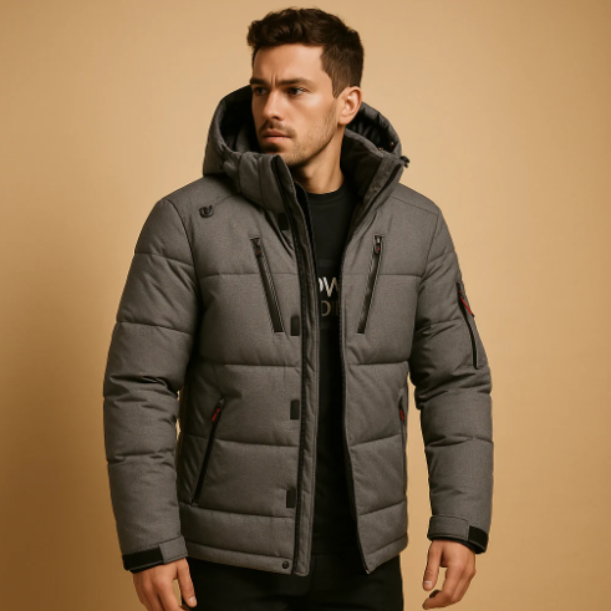 The Huntington - Herr Varm Puffer Parka Jacka med Avtagbar Huva