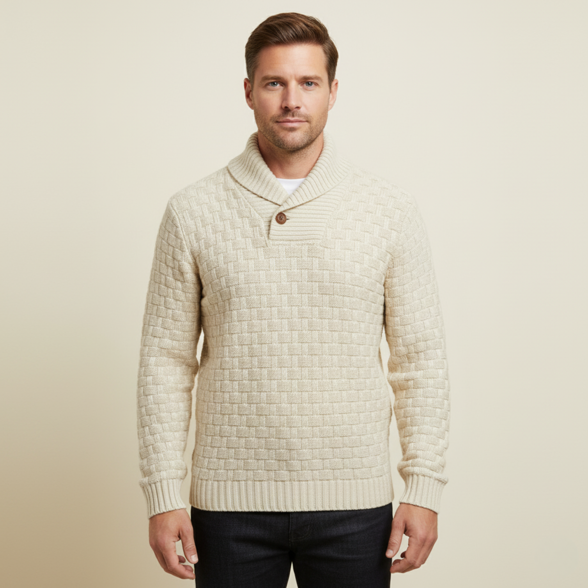 Herrer Brighton chunky knit pullover med knappar
