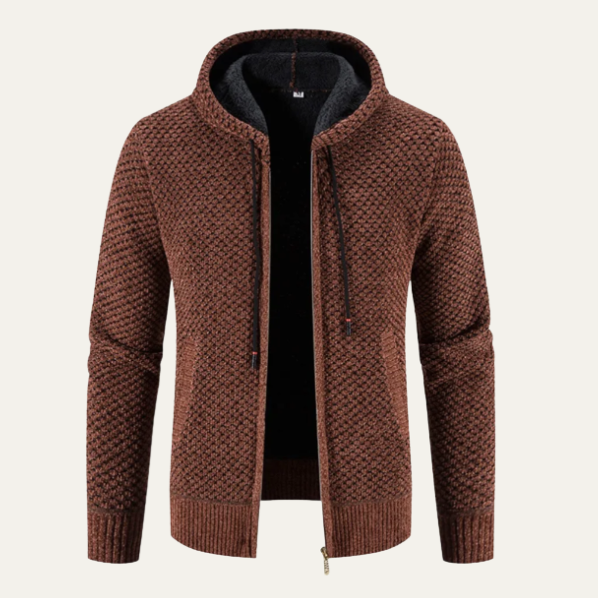 The Harrington - Herr Stickade Fleecefodrade Zip-Up Vinter Hoodie Jacka