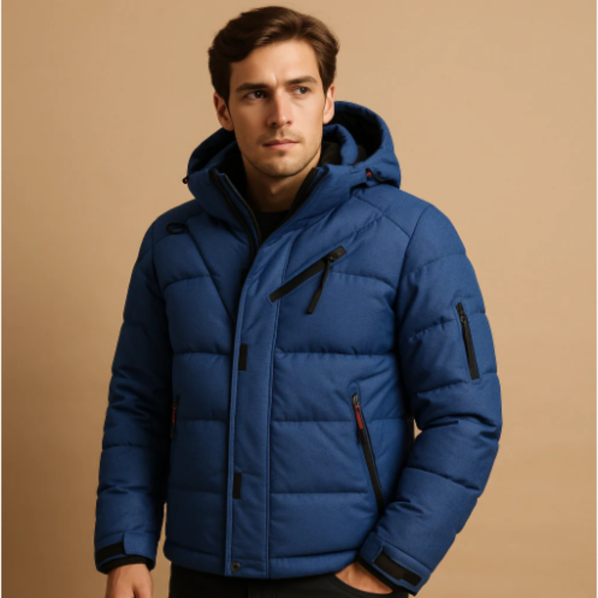 The Huntington - Herr Varm Puffer Parka Jacka med Avtagbar Huva