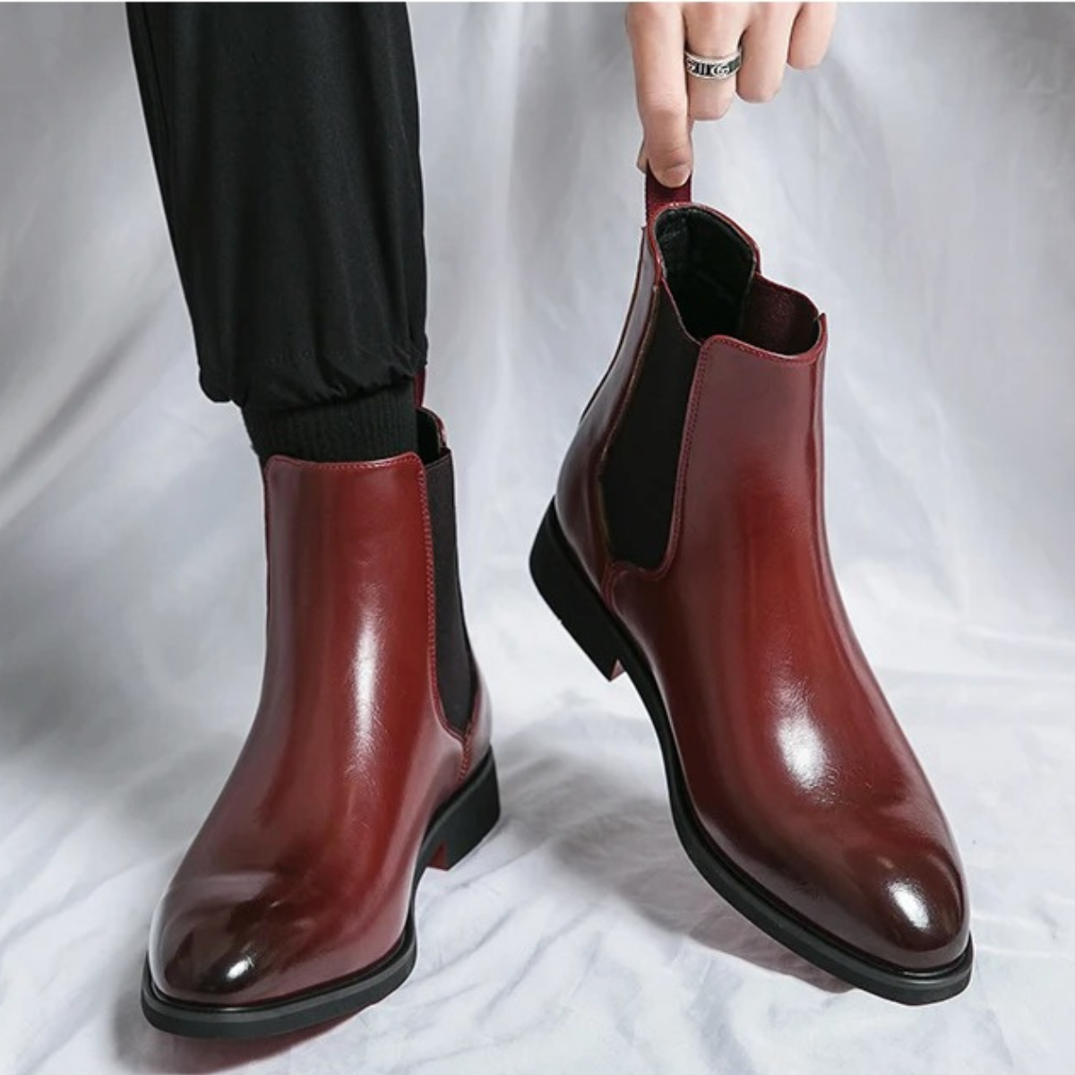 The Cobblestone - Herr Klassiska Ankel Slip On Läderstövlar