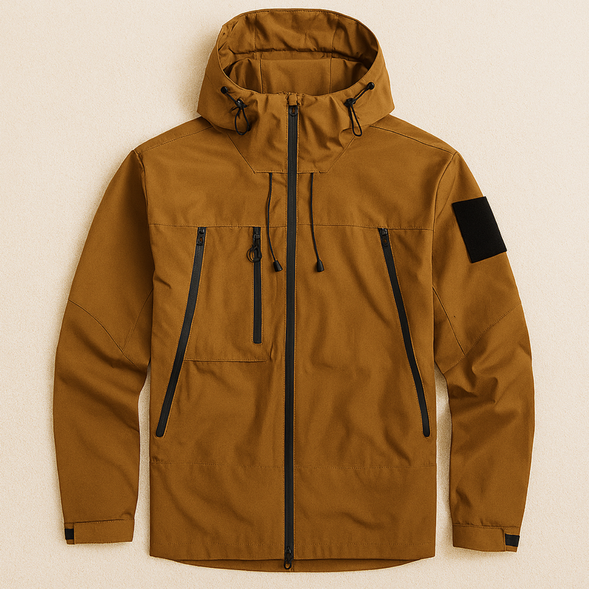 Herrens lättvikts vattentäta windbreaker med dragsko och huva