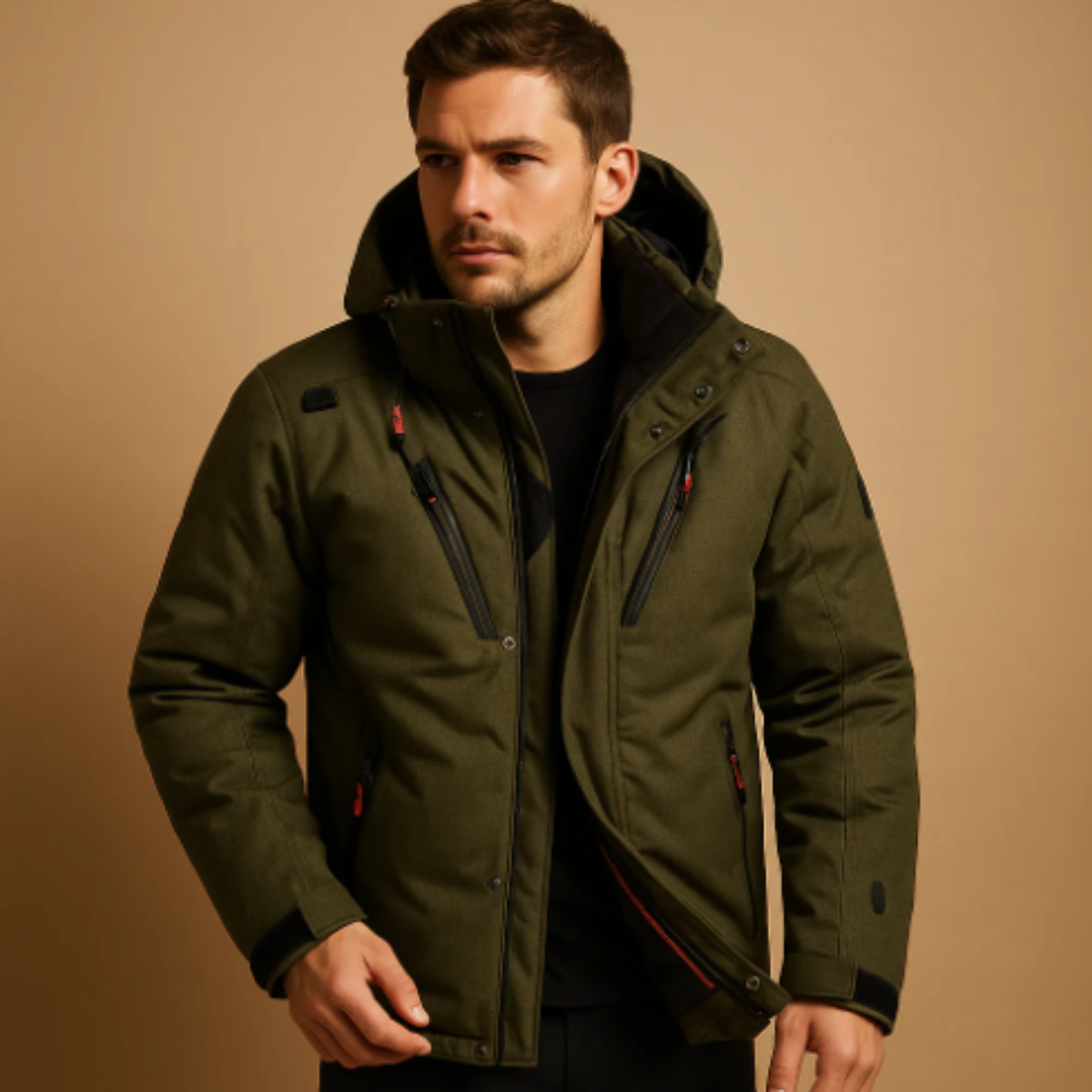 The Huntington - Herr Varm Puffer Parka Jacka med Avtagbar Huva