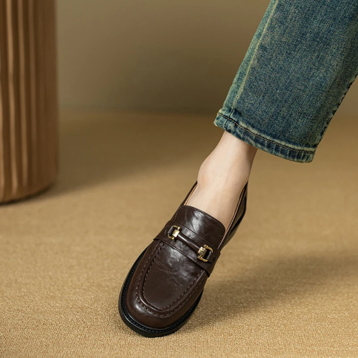 The Montepulciano - Herrklassiska Slip On Läder Loafers med Metallspänne