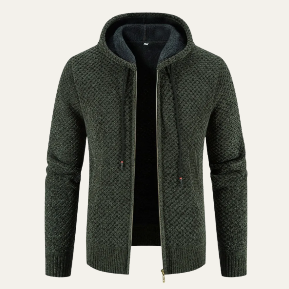 The Harrington - Herr Stickade Fleecefodrade Zip-Up Vinter Hoodie Jacka