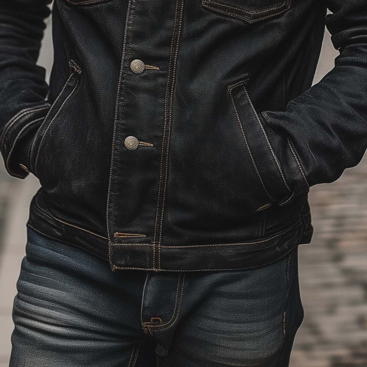 Savoy Herrens Svart Denimjacka – Snygg Vintage Tvättad Flera Fickor Trucker för en Klassisk Look