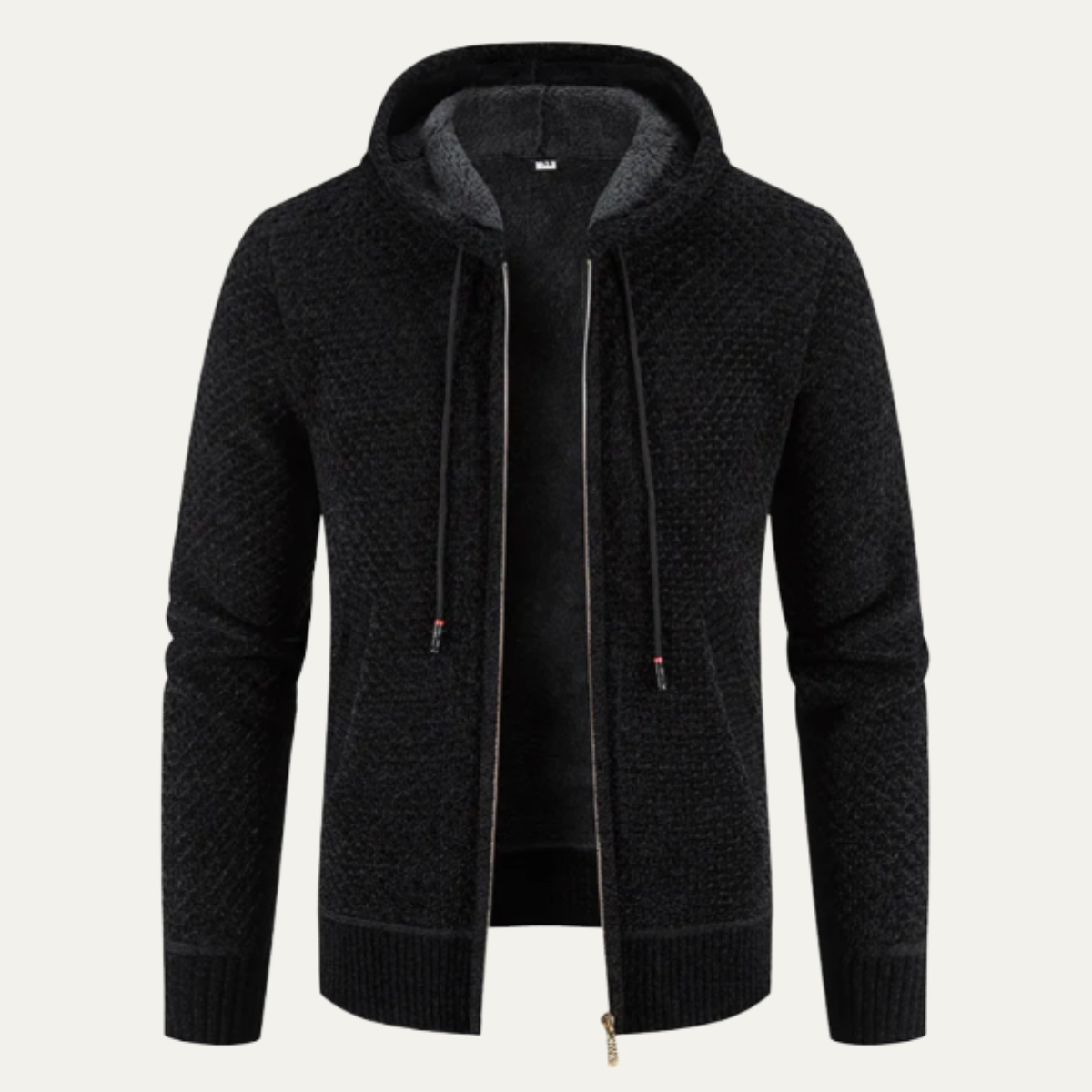 The Harrington - Herr Stickade Fleecefodrade Zip-Up Vinter Hoodie Jacka