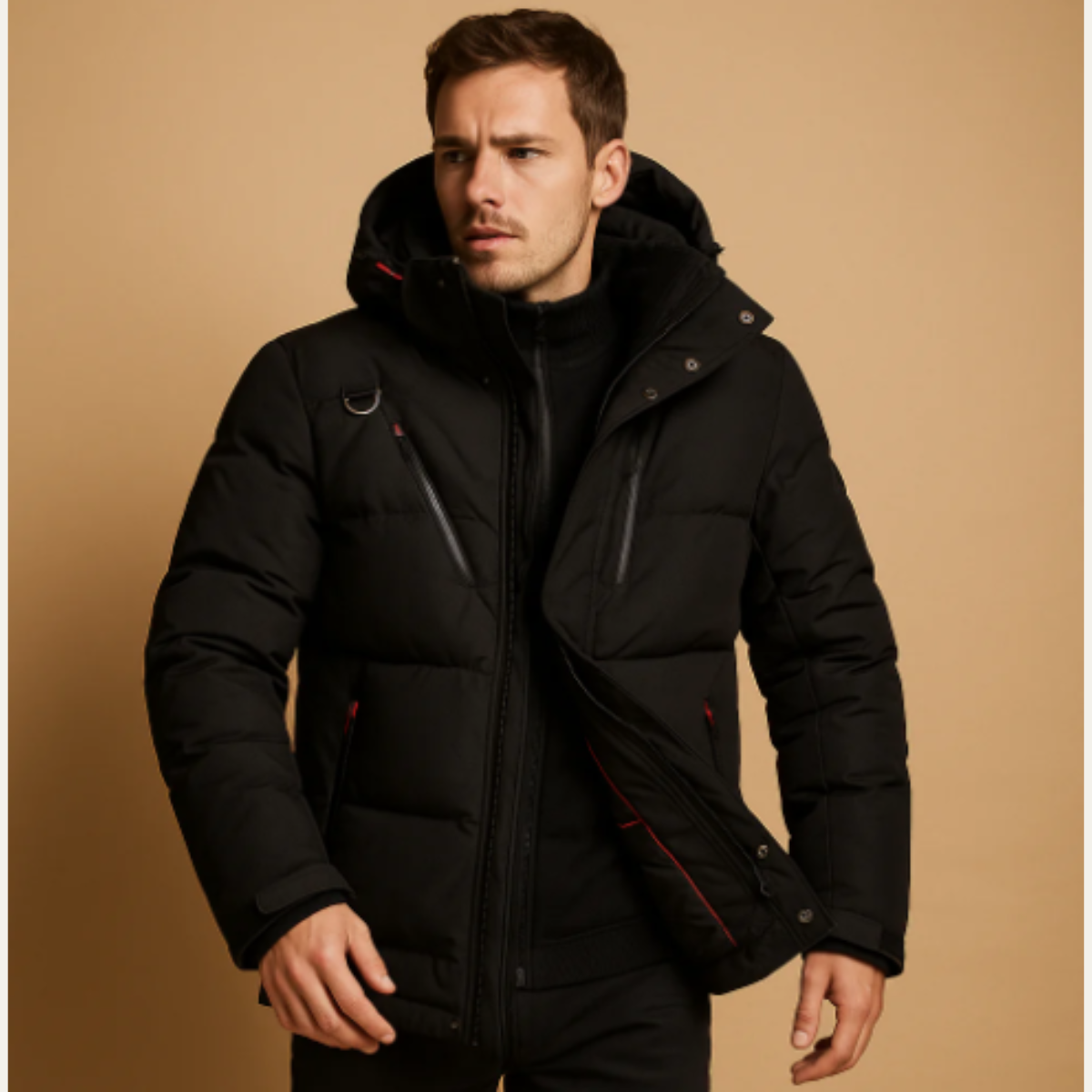 The Huntington - Herr Varm Puffer Parka Jacka med Avtagbar Huva