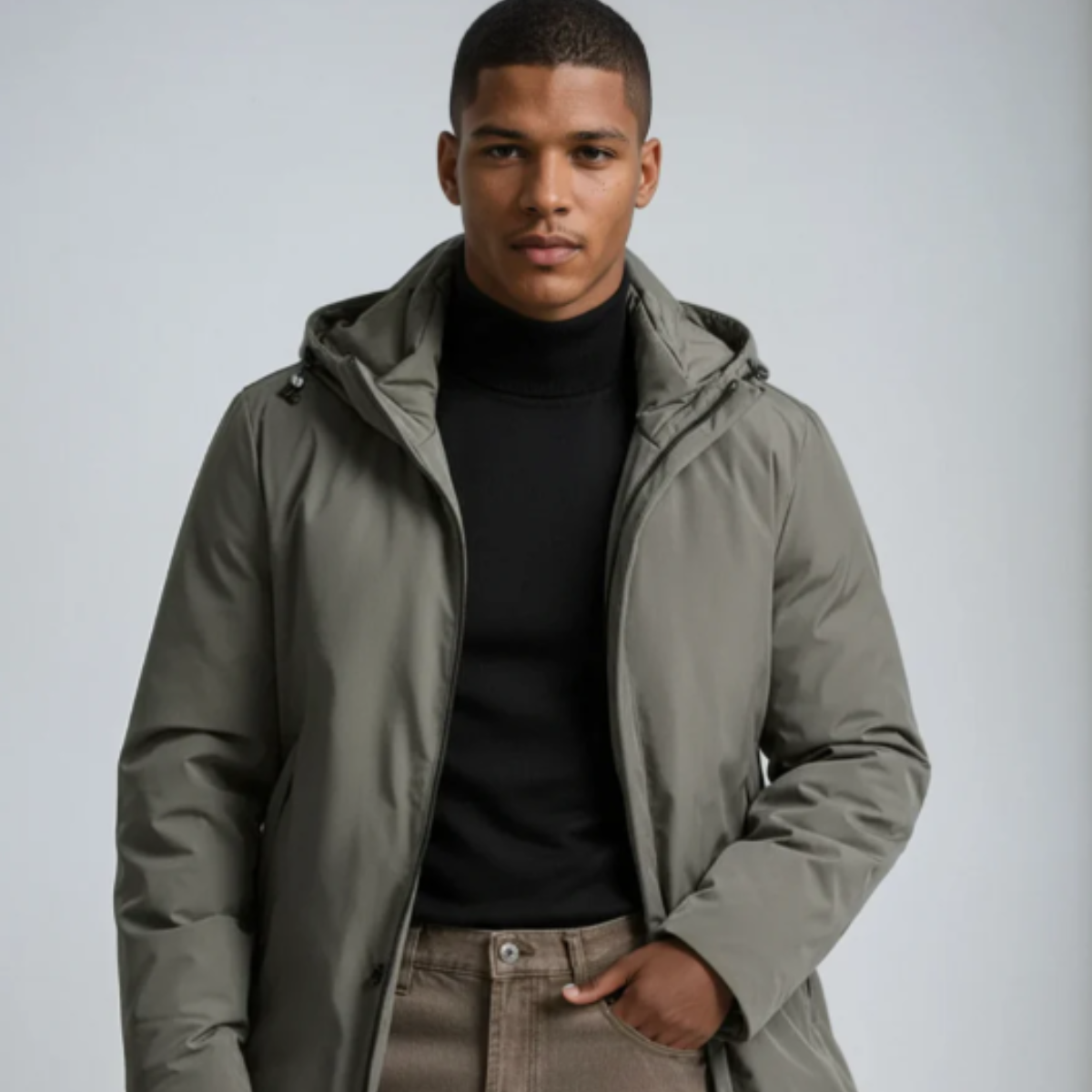 The Hanover - Herr Vinter Varm Klassisk Passform Huva Kappa