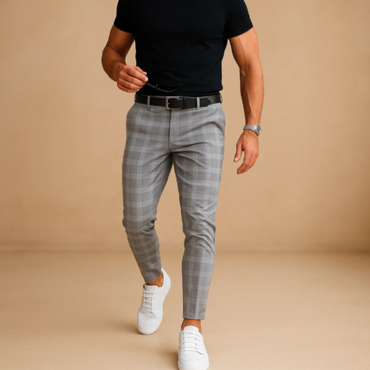 The Sheffield - Herr Smart Casual Rutig Slim Fit Byxor