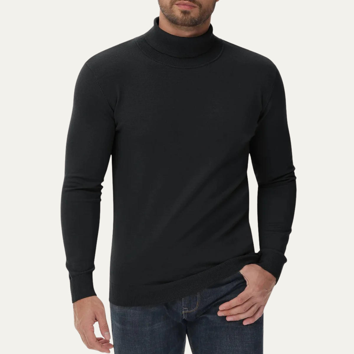 Herrpullar i slim fit av klassisk bomull – Den stilrena turtleneck-designen för en elegant look