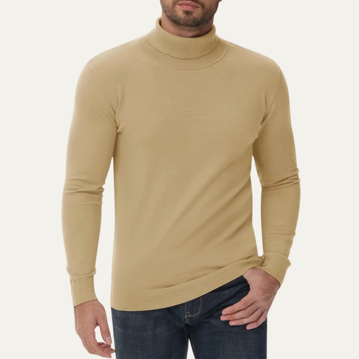 Herrpullar i slim fit av klassisk bomull – Den stilrena turtleneck-designen för en elegant look