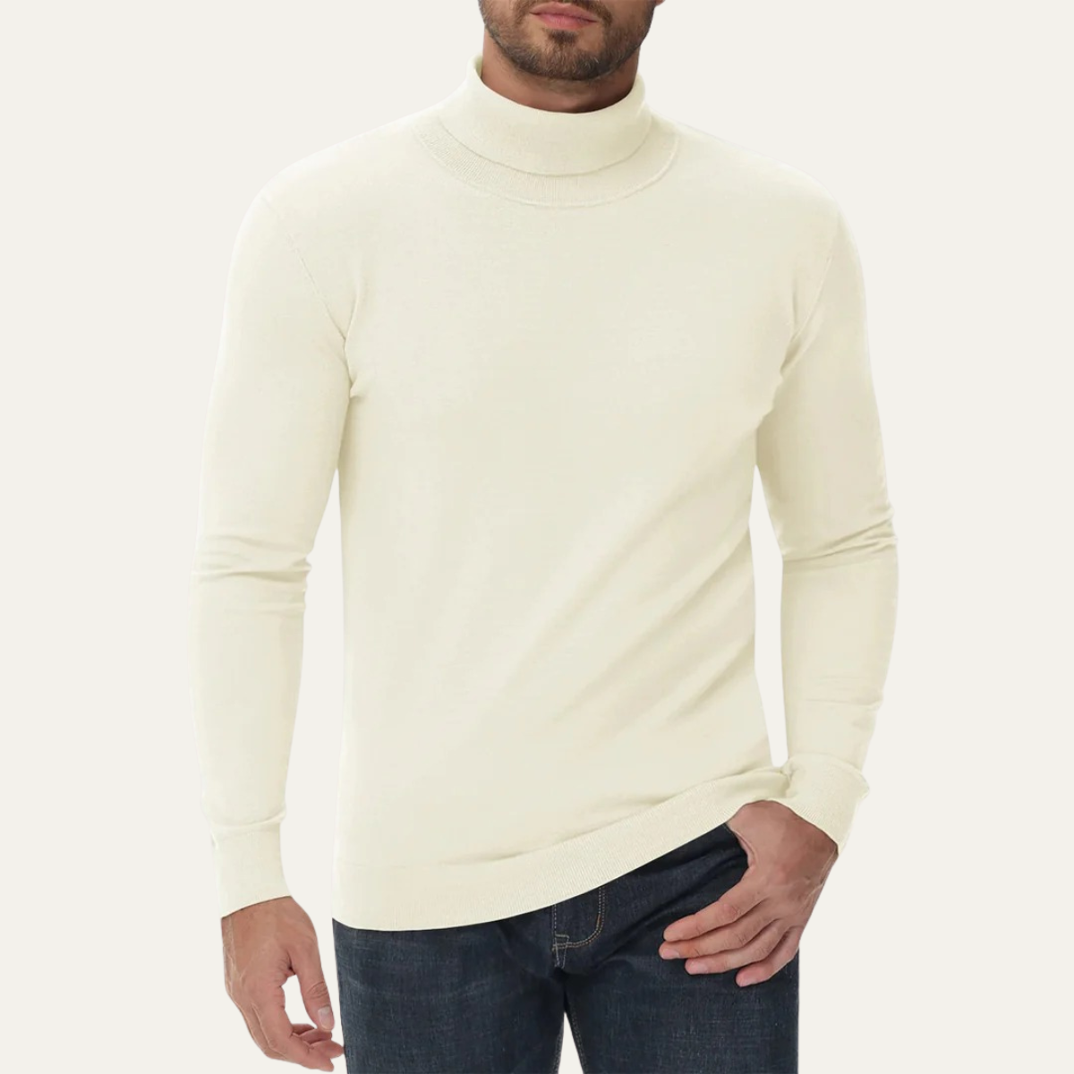 Herrpullar i slim fit av klassisk bomull – Den stilrena turtleneck-designen för en elegant look
