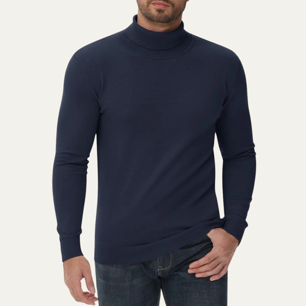 Herrpullar i slim fit av klassisk bomull – Den stilrena turtleneck-designen för en elegant look