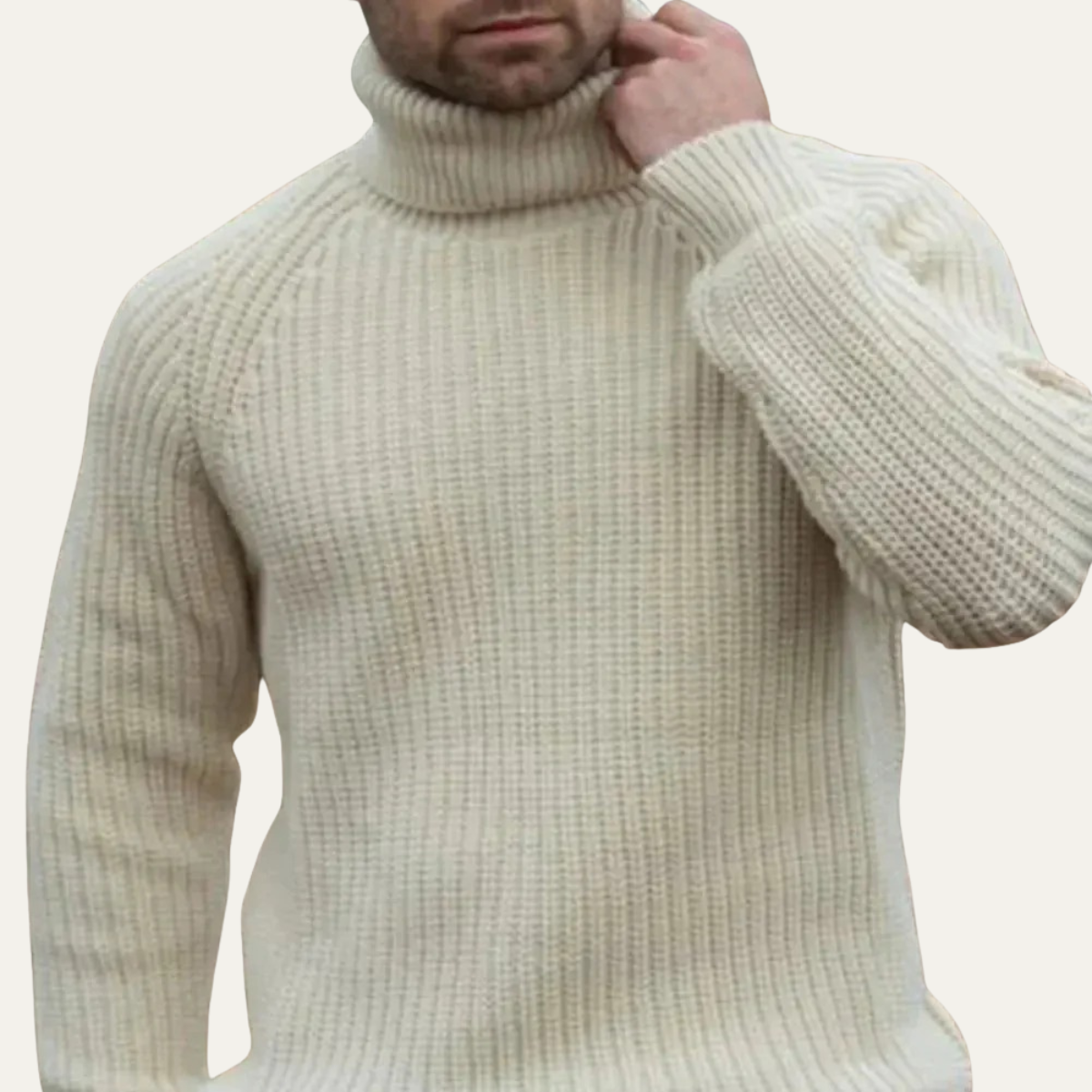 Dundee Herr XL chunky ullgarnstickad tröja med polokrage - Värmande fiskarstickad tröja