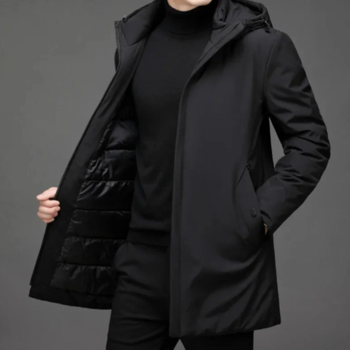 The Hanover - Herr Vinter Varm Klassisk Passform Huva Kappa