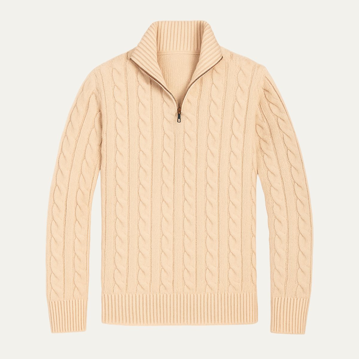 Herrens pull-over Genève Old Money i merinoull med halv-zip, tidlös elegans