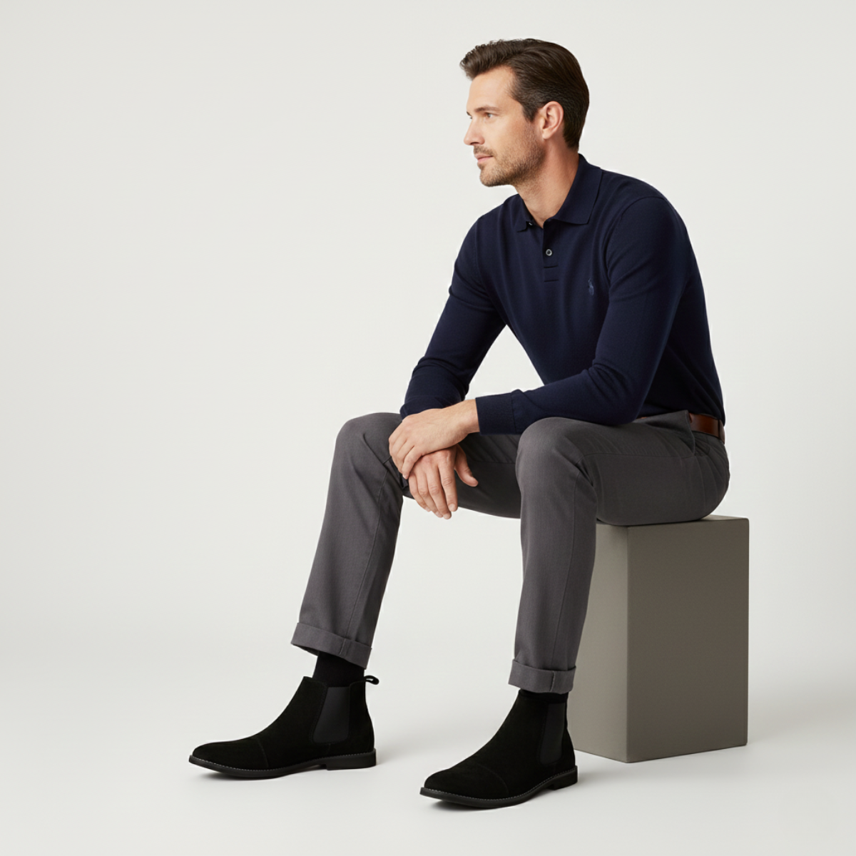 The Harris - Herrars Klassiska Slip-On Mocka Chelsea Stövlar