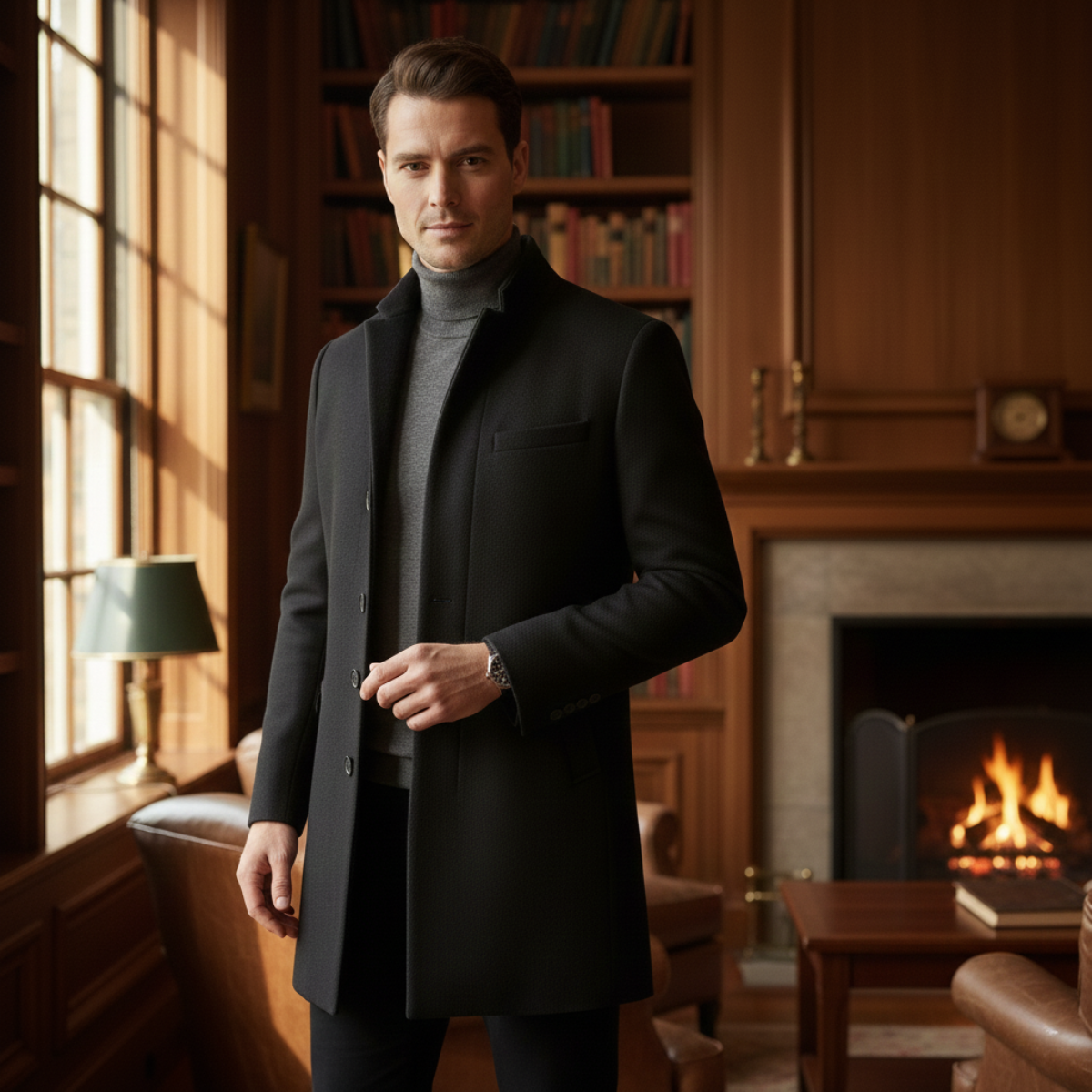 The Ashford – Herr Ullrock lång kappa | Elegant vinterjacka i premium ullblandning