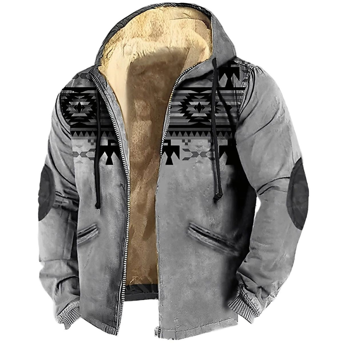 Huvtröja med tribal-tryck – varm casual kappa