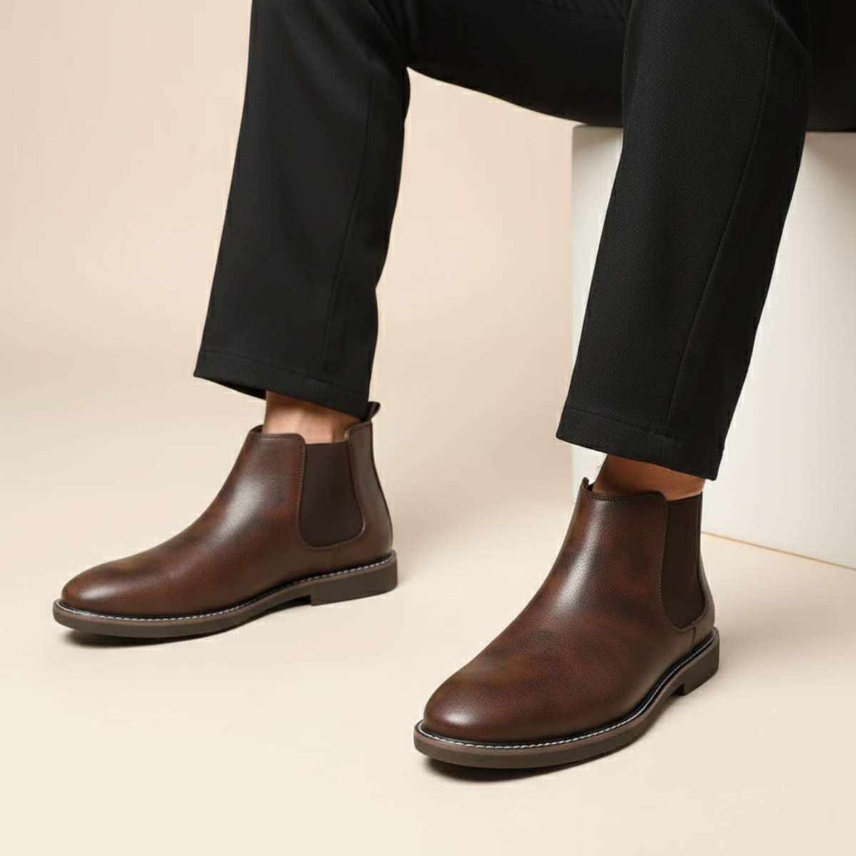The Wrexham - Herrens Casual Läder Slip-On Chelsea Boots