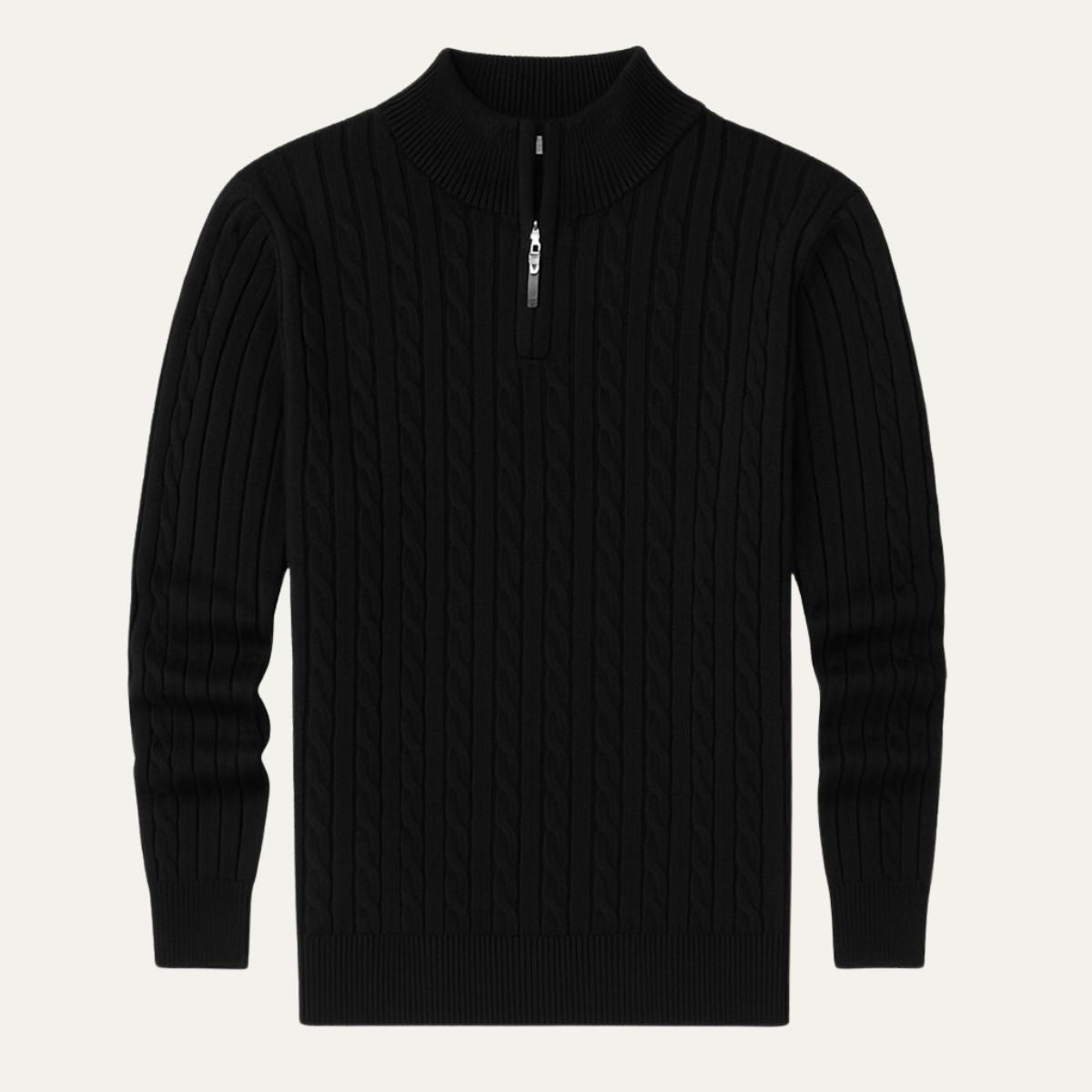 Den Bekväma Wells Kabelstickade Quarter Zip- / Halv-Dragkepskoftan för Snygg Komfort
