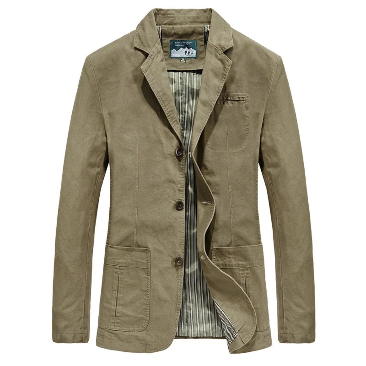 Blazer-stil Bomullsvindjacka för män med praktiska fickor i Reykjavik