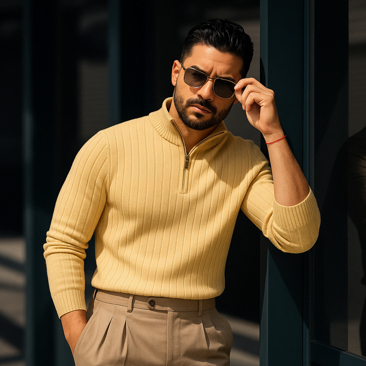 The Ashford Ribbad Halv Zip Tröja Herr