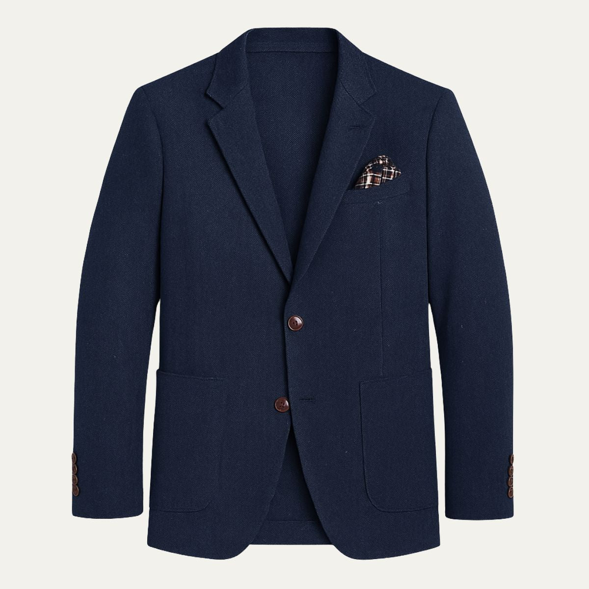 The Gravedona - Herrkontor Herringbone Enkelknäppt Ull Tweed Blazer Jacka