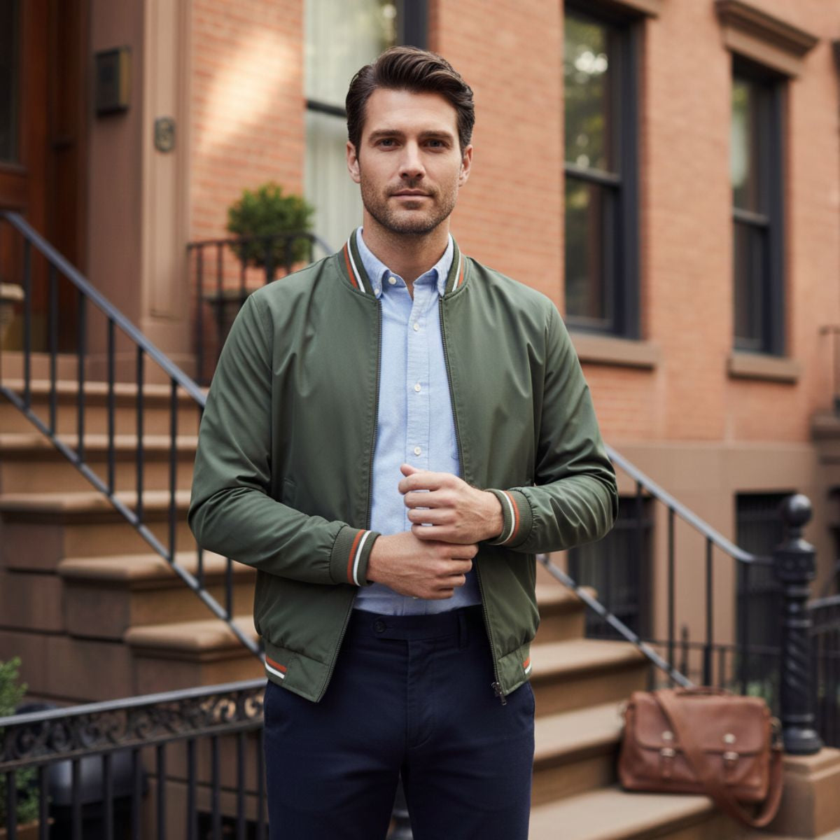 The Balmoral Bomber: Slim Fit Casual Huvtröja med dragkedja för en stilfull och bekväm look