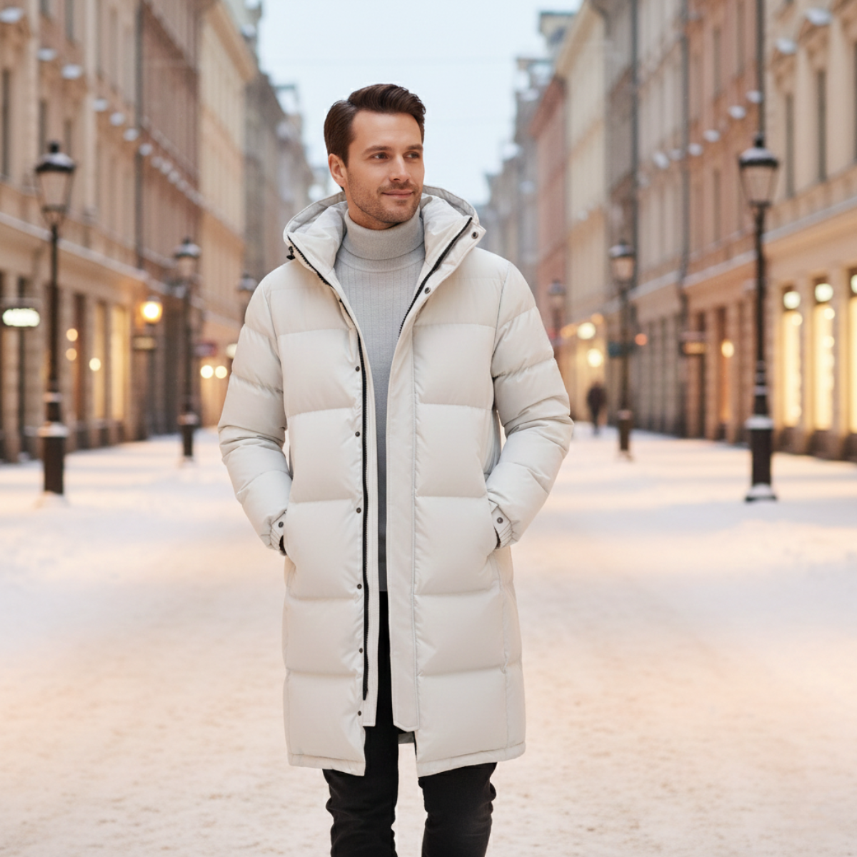 The Westminster – Lång herr dunparka med huva