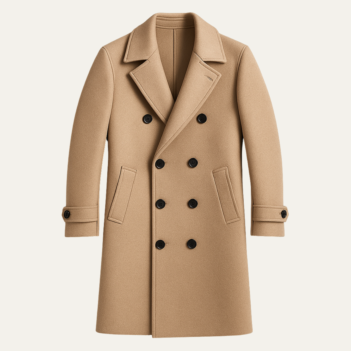 The Otranto - Herr Dubbelknäppt Lång Ull Trench Coat