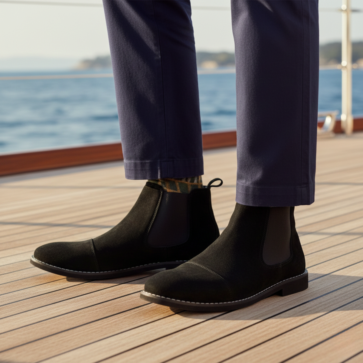 The Harris - Herrars Klassiska Slip-On Mocka Chelsea Stövlar